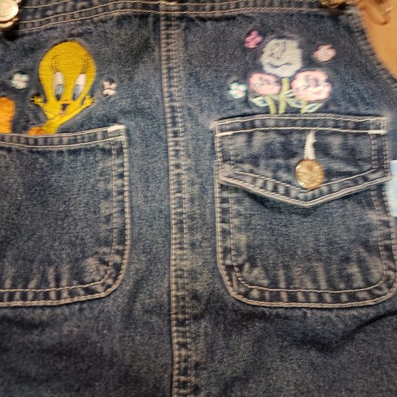 LOONEY TUNES / TWEETY Denim - VINTAGE TWEETY OVERALL SHORTS